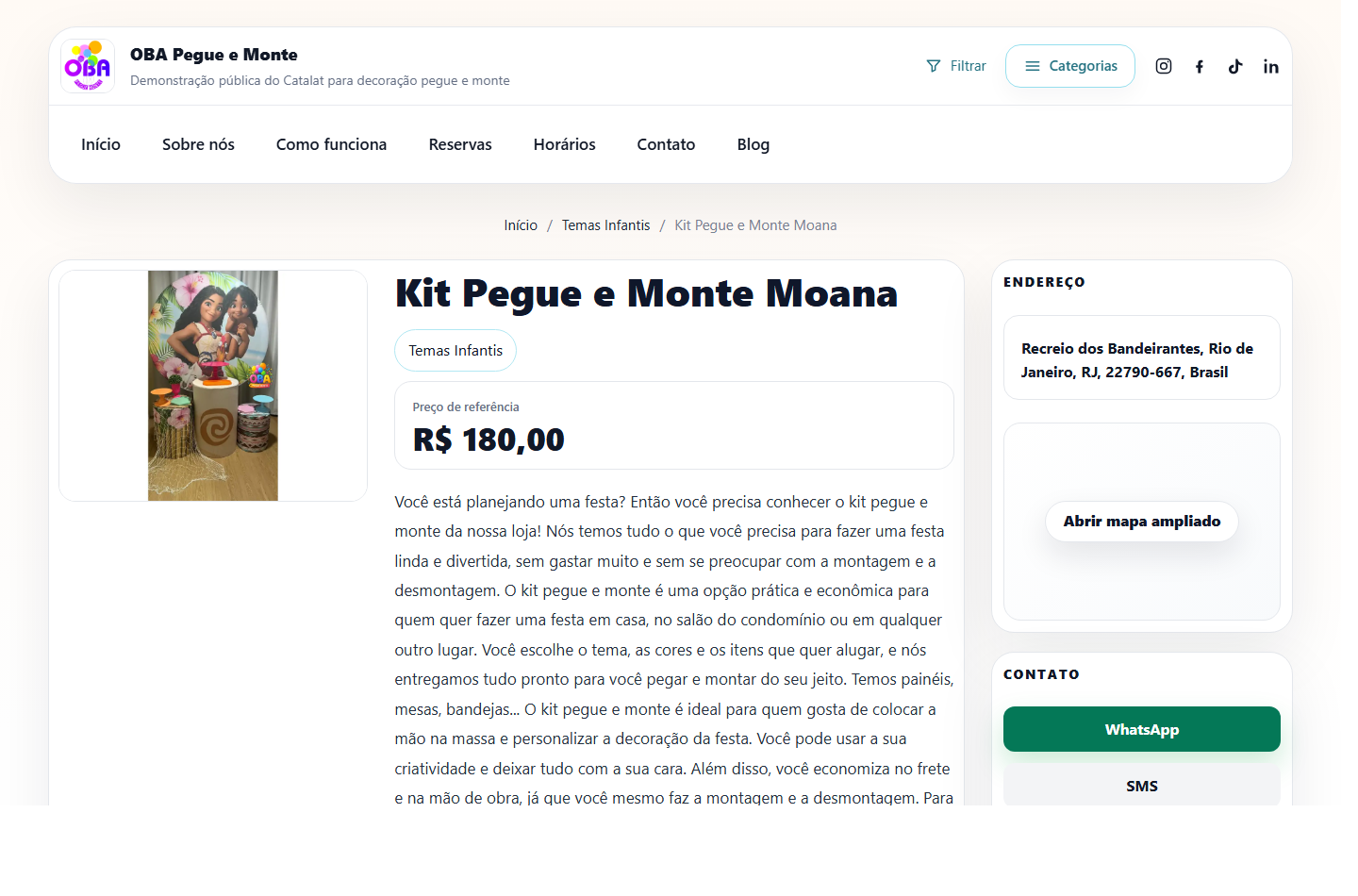 Página de item na demo festa.cata.lat