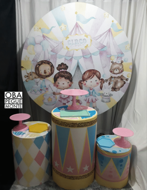 Tema Pegue e Monte Decoração Circo Rosa