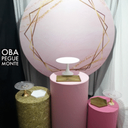 Pegue e Monte Decoração Glitter Geométrico Rosa Dourado
